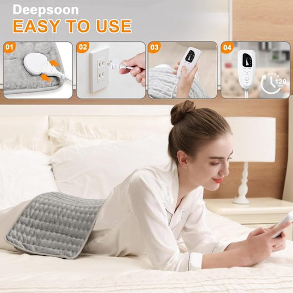 (SC)ING Heating Pad - Electric Heating for Back, Neck, and Joints - With Automatic Shut-off Function - Light Grey - 60x30 cm - One Piece