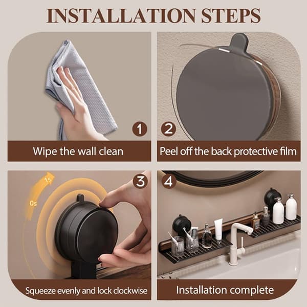 (SC) Walnut Suction Cup Bathroom Shelf Drill-Free Removable Bathroom Shelf O A2