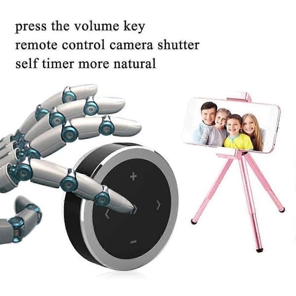 [SC] Wireless Remote Control Waterproof Car Steering Wheel Music Playback Remote Control Bluetooth Media Button for IOS Android Silver