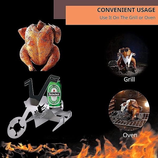 Motorcykel ölburk kycklinggrillhållare bärbar för utomhusgrill Motorcycle