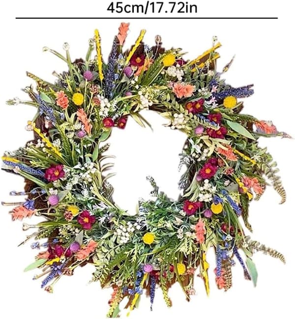 (SC)Blomsterkrans til hoveddøren Forår Sommer Krans med Små Vilde