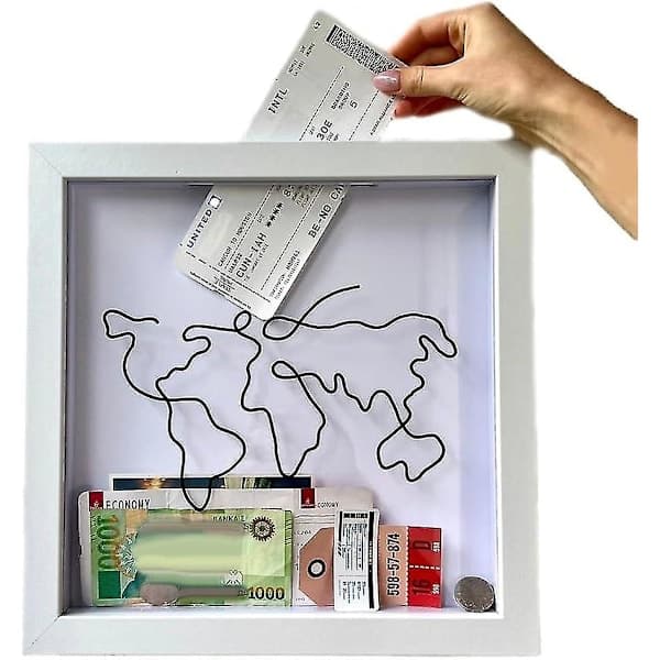 (SC)Adventure Archive Box, Travel Adventure Ticket Memory Box, Ticket Shadow Box, Memory Frame Shadow Box Picture Frame For Wall And Table Display