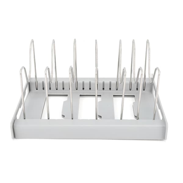 (SC) Expandable Non-Slip Pot Lid Holder Adjustable Kitchen Organizer Grey