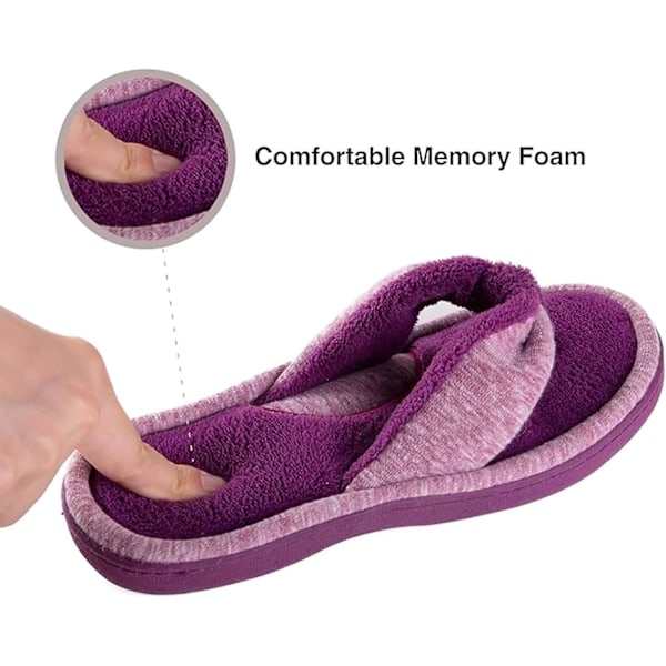 Dames Memory Foam Spa Thong Flip Flops Komfortable Inne-Tøfler, Damer Sommer Lett Åpen Tå Hus Sandaler Wine 36-37