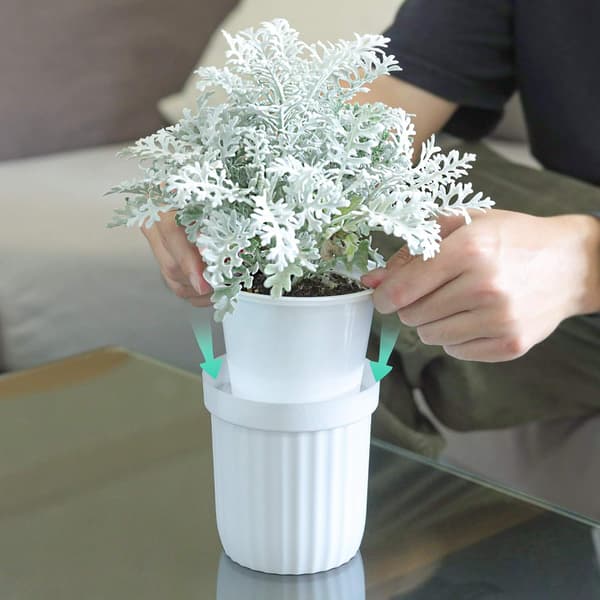 (SC)Eco-Friendly Ceramic Plant Pots Set, Self-Watering Planters With Drainage System For Air Circulation And Healthy Root Growth