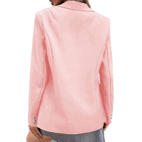 Kvinners En-knapps Solid Lapel Blazer Jakke Formelle Casual Utendørsjakke Pink M