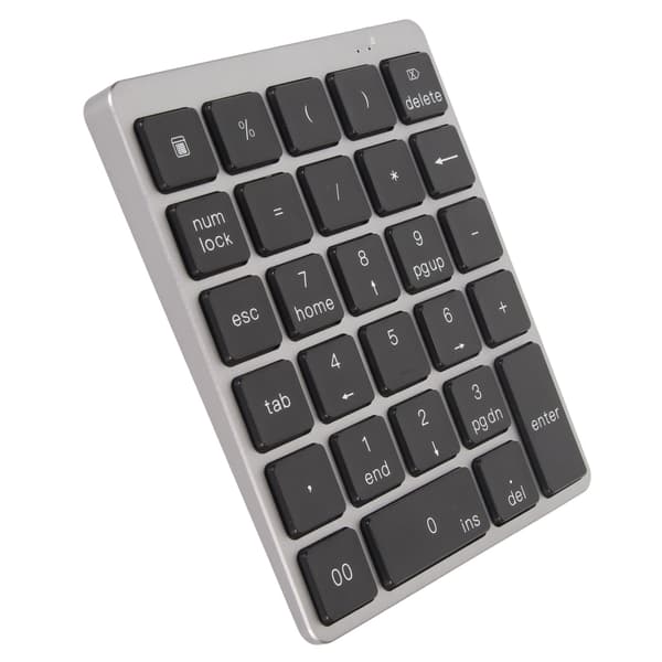 (SC)Numeric Keypad Mini USB Rechargeable Wired 28 Keys Slim Portable Aluminum Alloy Dark Gray