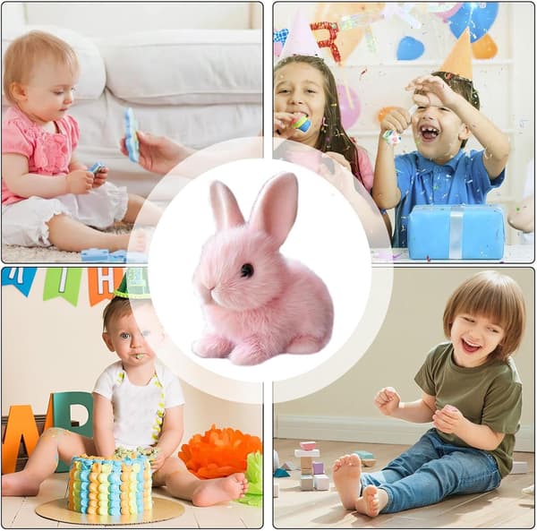 [SC]2026 New Modin Interactive Rabbit Plush Toy, Realistic Hopping Rabbit Toy Interactive Rabbit Toy for Easter, Electric Rabbit Toy (white) pink