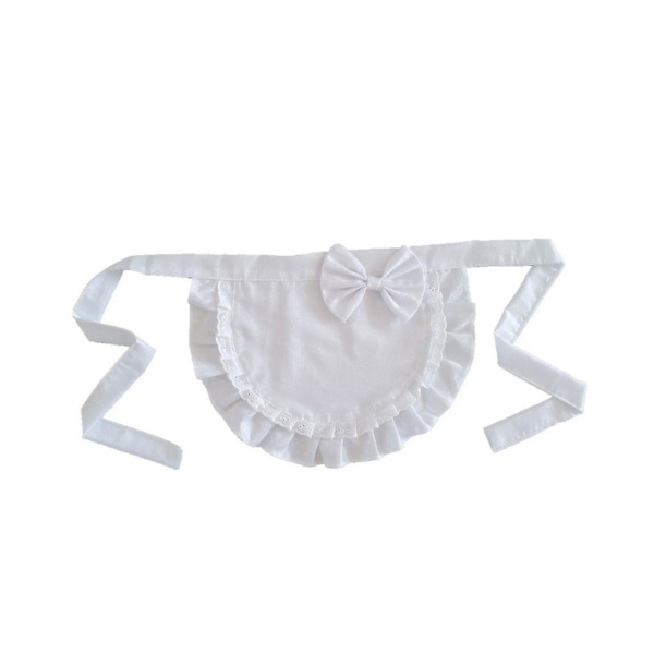 Retro Förkläden Midja Förkläde För Flickor Tight Kostym Vit Bomull Halv Förkläde Fest Heta Pink-White