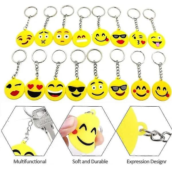 (SC)64-pack Mini Emoticon Avaimenperä Pehmo (16 ilmettä), Söpö Avaimenperä