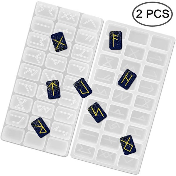 Sæt Resinforme, Fine Good Runesten Form Resin Støbesæt Silikoneforme til Resin Støbning Epoxy Resin Form til Smykkefremstilling