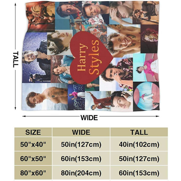Fleecefilt Ultra Mjuk Anti-Pilling Flanell för Soffa Säng Varm Pläd för Vuxna/Barn-Harry Styles -u 80x60in 200x150cm