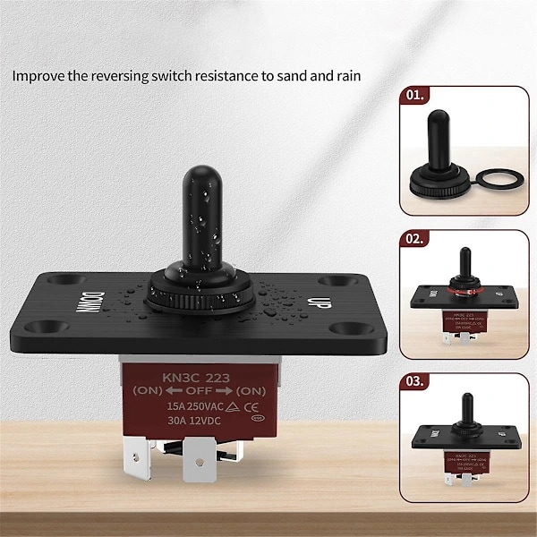 Rocker Switch Momentan Polaritetsvändande 6-Pin 3-Positioner (ON)-Off-(ON) med Upp/Ner Platta för Husbil Båt