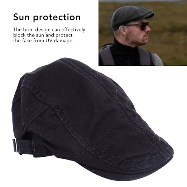 Flat cap bomuld sort komfortabel blokerer sollys udsøgt broderi stilfuld aviskasket til mænd