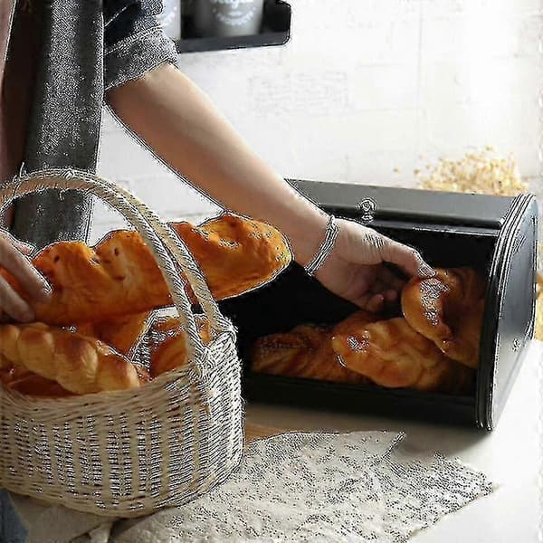(SC) Metal Bread Box, Kitchen Storage Container with Roll Top, Kitchen Utensil Storage Pink