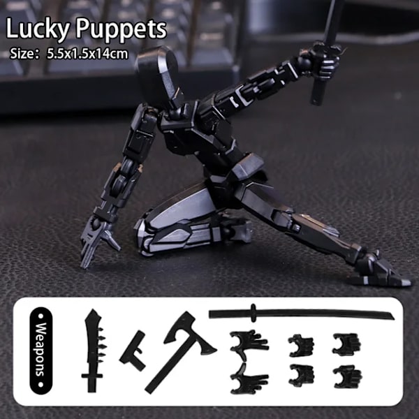 Titan 13 Actionfigur T13 Modellfigurer 3D-tryckt Multi-ledad Rörlig Lucky 13 Actionfigur Nova 13 Actionfigur Dummy svart black 14cm