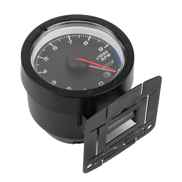 (SC)65mm 12V Automatic Tachometer 0-9000RPM White Red LED Light Pointer Instrument