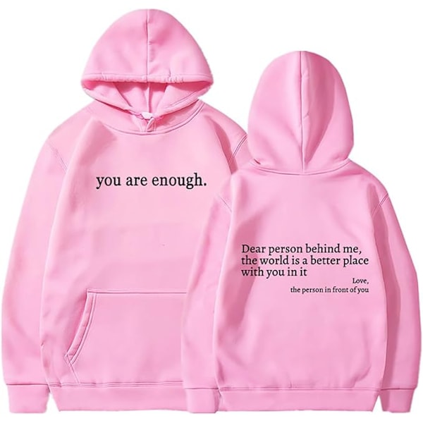 Hettegenser for kvinner \"Kjære person bak meg\" - Langærmet hettegenser i rosa Pink XL