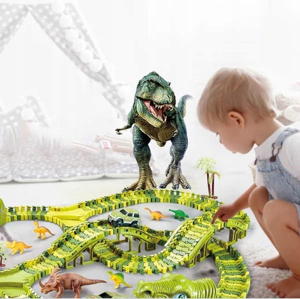 (SC) Stor bilbane for barn - dinosaur - Perfekt Grønn