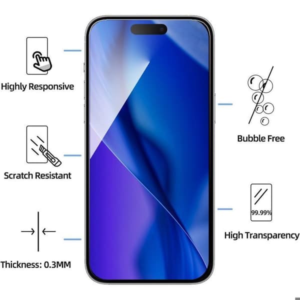Skærmbeskyttelse - BOOLING - til iPhone 17 Pro - 2 Hærdet Glas - Beskyttelse 9H - Stødbeskyttelse Transparent