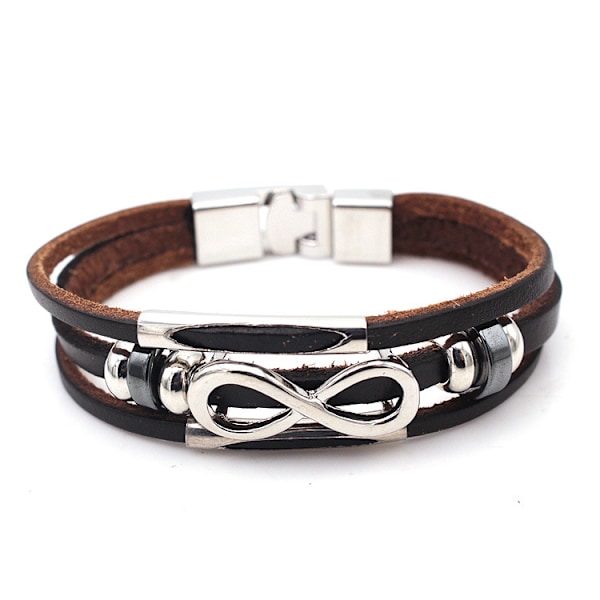 Punk Alloy Läderarmband med Rostfritt Stållås Passar Män, Kvinnor (21cm)