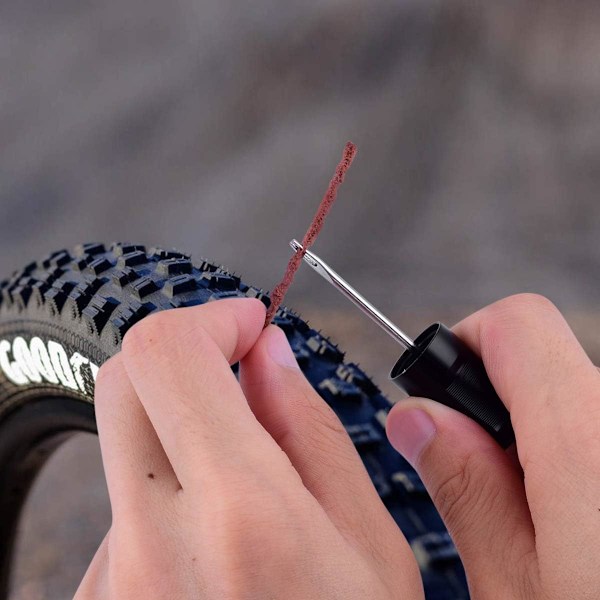 Reparationssæt til slangeløse cykeldæk, til racercykler og mountainbikes MTB, reparerer punkteringer eller flade dæk, inkluderer opbevaringsbeholder