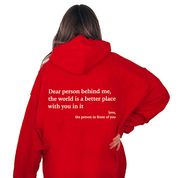 Naisten Hupparit \"Dear Person Behind Me\" Huppari Pitkähihainen Pusero Yläosat Punainen Red XL