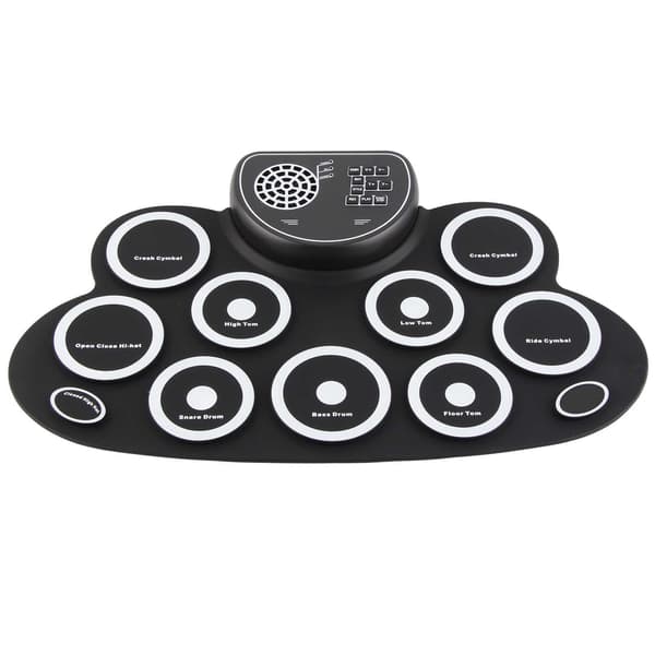 (SC)Electronic Drum Set USB Rechargeable Dual Speakers Kids Roll Up Drum Practice Pad White