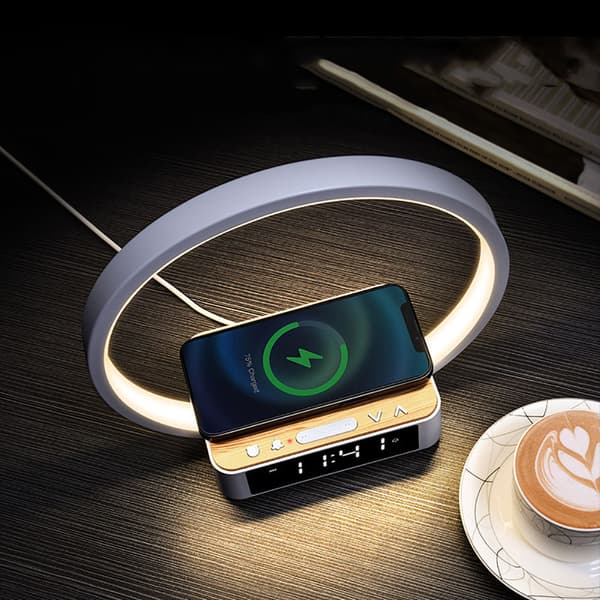 (SC)LED Bedside Lamp with Charging Function, Desk Lamp Wake-up Light Alarm Clock Touch Control Dimmable [JUN]