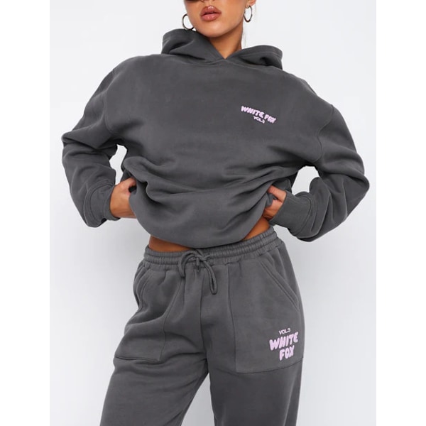 Hoodies Varm långärmad tröja Tröja i två set Mörkgrå Dark gray L#