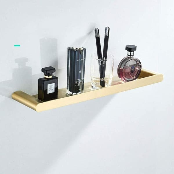 (SC) Wall-mounted bathroom shelf in brushed gold finish, industry problem solver with wide compatibility, modern cabinet handle for easy use