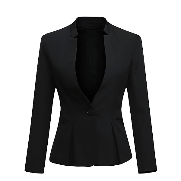 Yynuda Kvinders 2-delt Stående Krave Ensfarvet Business Suit Kontor Dame Slank Professionel Kjole (blazer + Skørt) Black XL