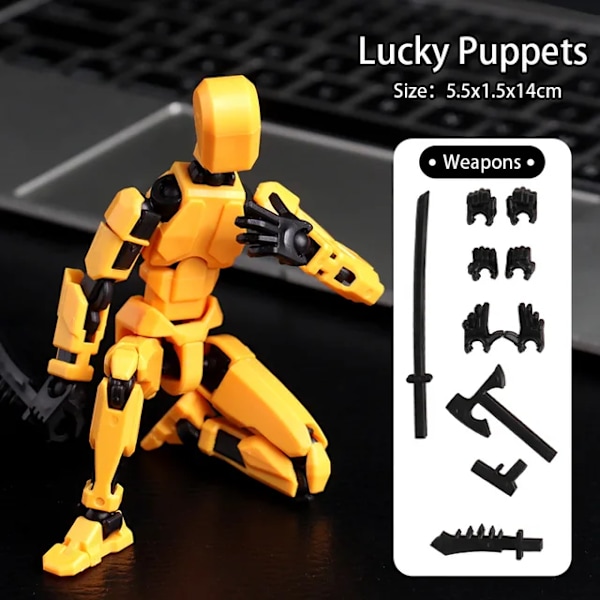 Titan 13 Actionfigur T13 Modelfigurer 3D Printet Multi-Leddelt Bevægelig Lucky 13 Actionfigur Nova 13 Actionfigur Dummy Gul Yellow 14cm