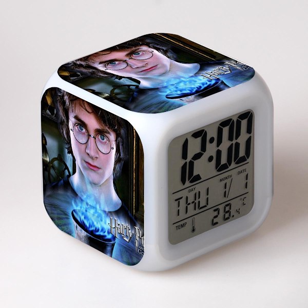 Digital Multifunktionell Väckarklocka-4-med Lysande LED-lampor och Harry Potter-klistermärke, Perfekt Present för