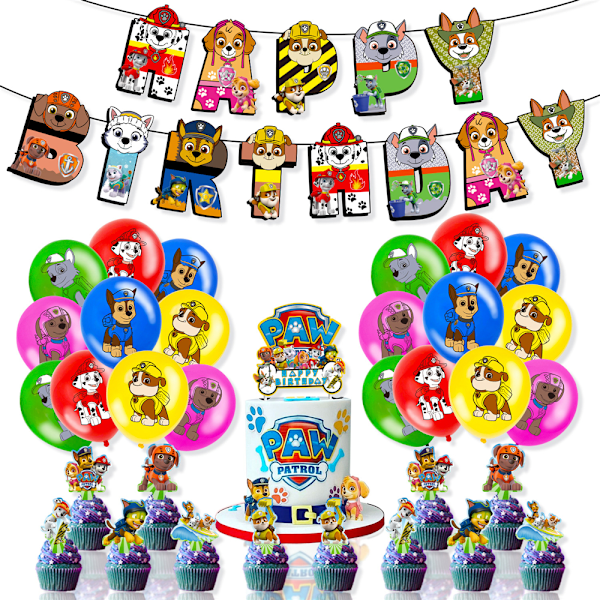 Paw Patrol-tema födelsedagsfest ballonger dekoration