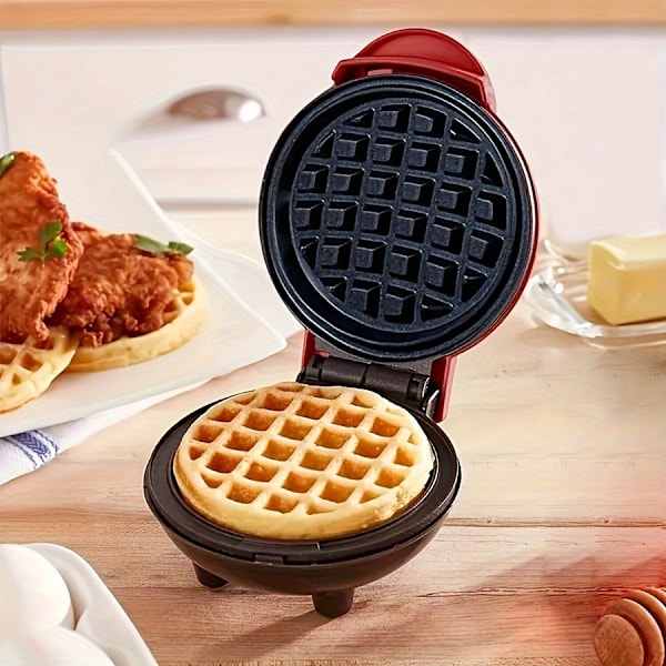 Liten kjøkkenfrokostmaskin Mini elektrisk brødrister i rustfritt stål Vaffel Sandwich Bærbar og praktisk