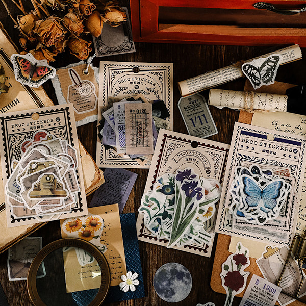 160 stk Vintage Scrapbooking Tilbehør, Junk Journal Tilbehør
