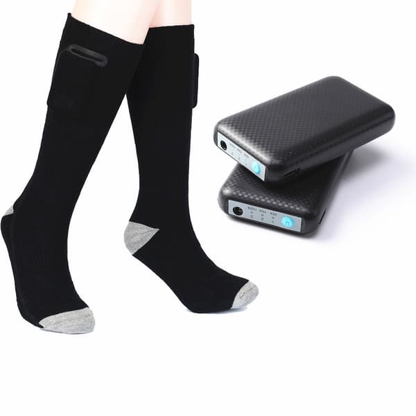 (SC) Batteriopvarmede sokker 4000 mAh Sort M Sort Black M