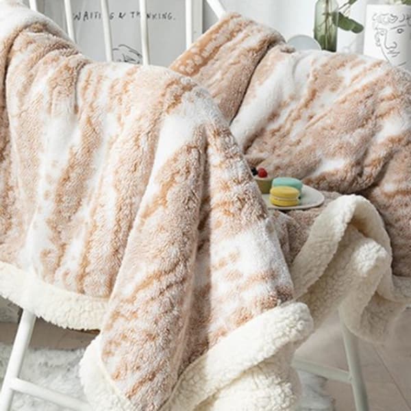 (SC) Fuskepels Vendbart Teppe, Koselig Varmt & Sherpafleece, Fluffy Mykt, Perfekt for Sofasengsofa, Maskinvaskbart, Egnet for Barn Eldre