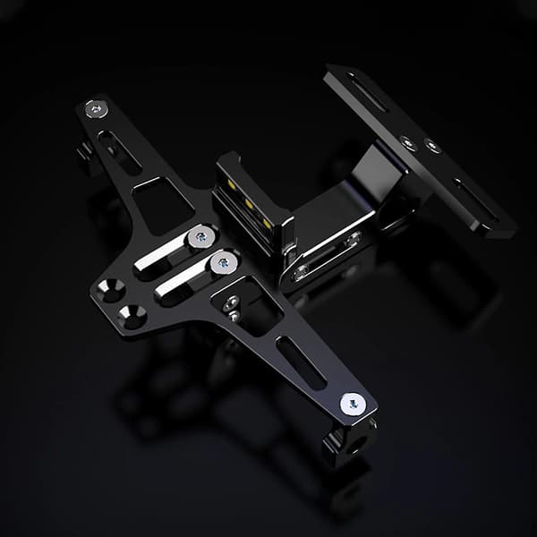 (SC) Motorcykel Nummerpladeholder med LED-lys Nummerpladeholder Aluminiumlegering Universal Sort