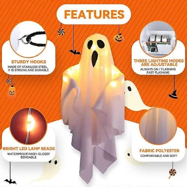 (SC) Flying Ghost Lights Halloween Decorations, Spooky Outdoor Ornaments