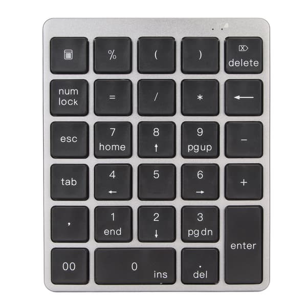 (SC)Numeric Keypad Mini USB Rechargeable Wired 28 Keys Slim Portable Aluminum Alloy Dark Gray