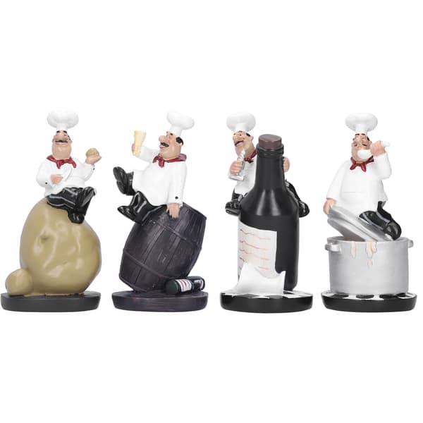 (SC) Chef Statue Figurines Set for Kitchen Decor - Collectible Resin Potato Ornaments Gift