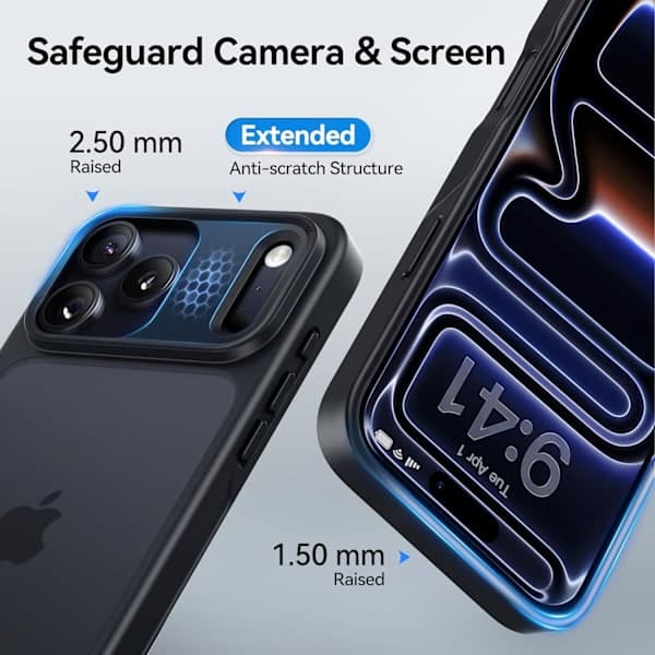 Compatible iPhone 17 Pro Max Case Matte Finish Protective Phone Cover Anti-Fingerprint Thin Slim Hard Shell - Black