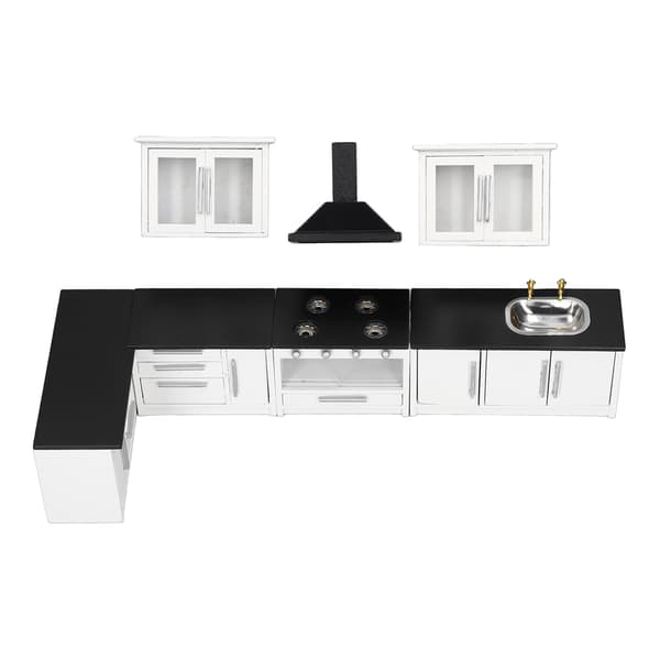 (SC)Modern Miniature Dollhouse Kitchen Cabinet Set 1:12 Scale Life Simulation