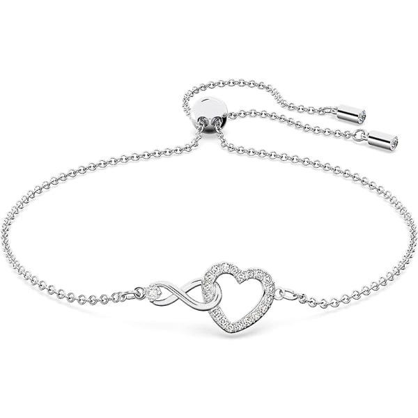 IC Swarovski Infinity Heart Jewelry Collection, necklace and bracelet, rose gold and rhodium finish, clear crystals