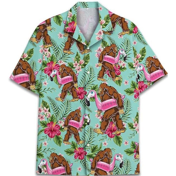 Herr Hawaiian Button Up Casual Skjorta Rolig Nyhet Kortärmad Semester Strand Toppar D D M