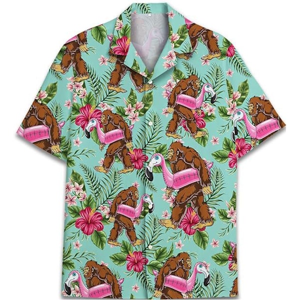 Herr Hawaiian Button Up Casual Skjorta Rolig Nyhet Kortärmad Semester Strand Toppar D D XL