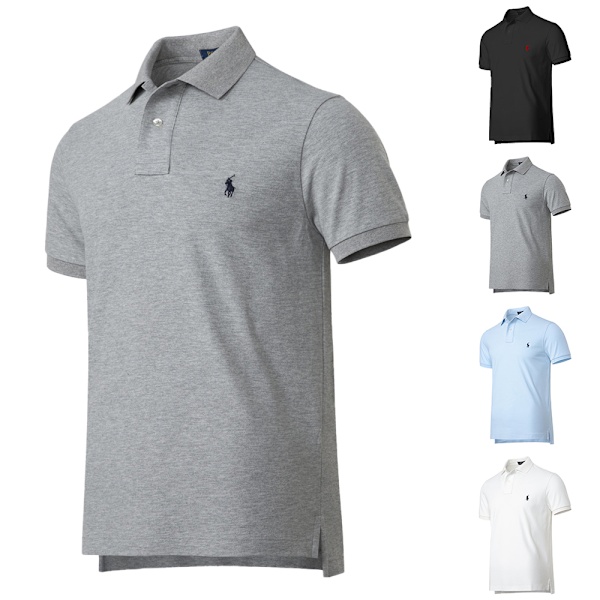 Mænds Kortærmet Blazer-Style Polo T-shirt Bomulds Toppe Sort Black 2XL