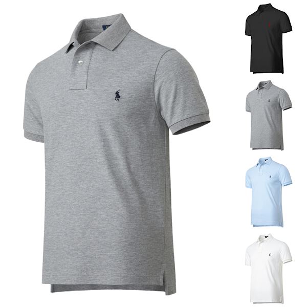 Mænds kortærmet poloshirt i bomuld Sort Black M